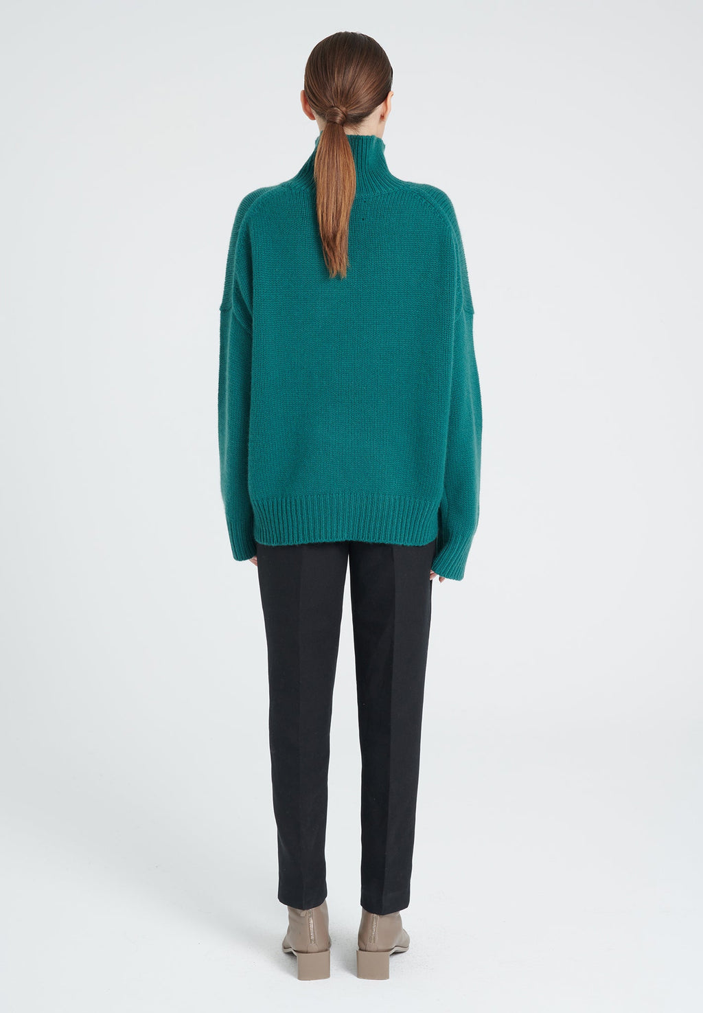 Pull col montant femme en cachemire 10 fils vert foncé - ZAYA 3