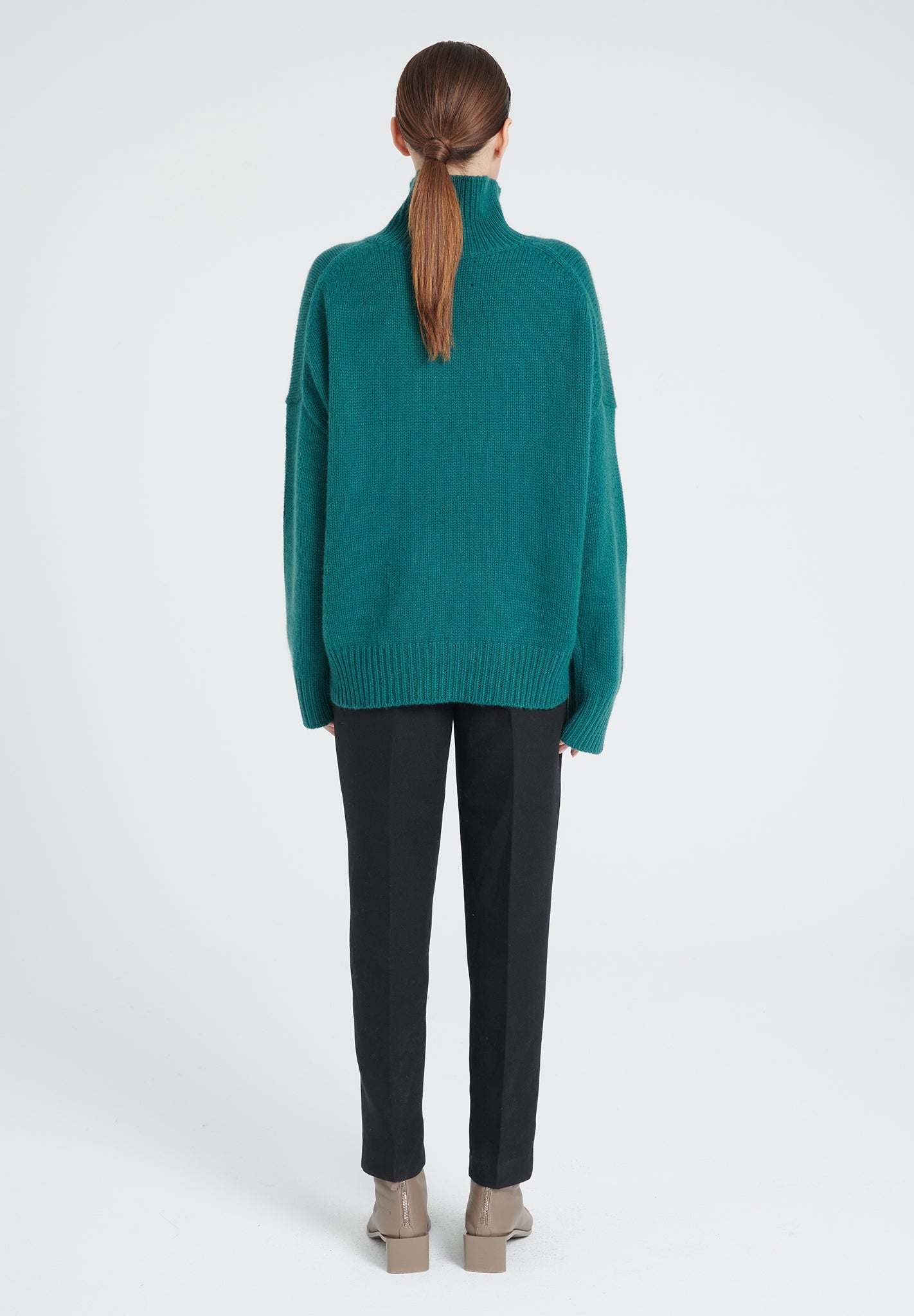 Pull col montant femme en cachemire 10 fils vert foncé - ZAYA 3