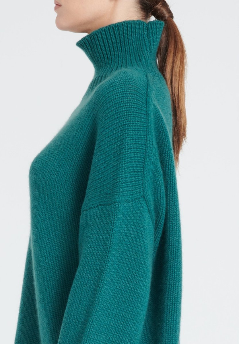 Pull col montant femme en cachemire 10 fils vert foncé - ZAYA 3
