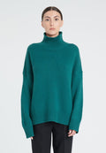 Pull col montant femme en cachemire 10 fils vert foncé - ZAYA 3